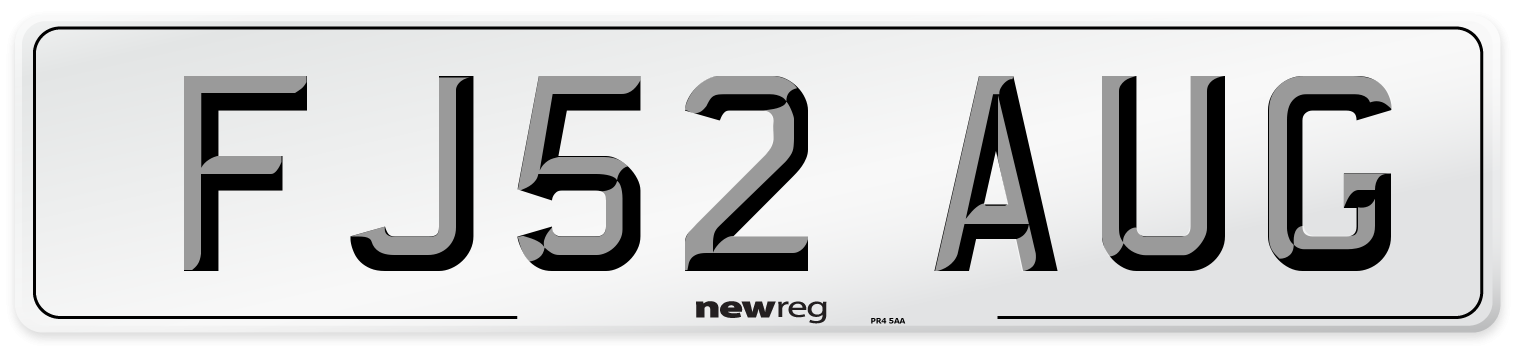 FJ52 AUG Number Plate from New Reg